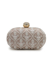 Anekaant Woven Reverie Lilac Faux Silk Floral Vine Embroidered Clutch