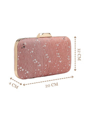 Anekaant Woven Reverie Pink Georgette Pleated Sequined Fabric Clutch