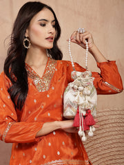 Jashn Edit Chevron Woven Wedding Favor Potli Set of 10 | Elegant Wedding Return Gift Bags for Family & Guests