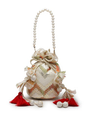 Jashn Edit Chevron Woven Wedding Favor Potli Set of 10 | Elegant Wedding Return Gift Bags for Family & Guests