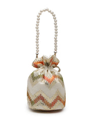 Jashn Edit Chevron Woven Wedding Favor Potli Set of 10 | Elegant Wedding Return Gift Bags for Family & Guests