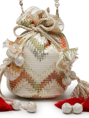 Jashn Edit Chevron Woven Wedding Favor Potli Set of 10 | Elegant Wedding Return Gift Bags for Family & Guests