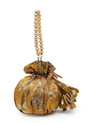 Anekaant Jashn Edit Copper Faux Silk Floral Embellished Potli