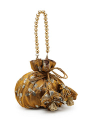 Anekaant Jashn Edit Copper Faux Silk Floral Embellished Potli