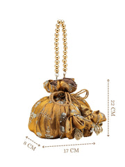 Anekaant Jashn Edit Copper Faux Silk Floral Embellished Potli