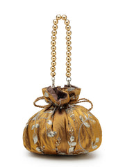Anekaant Jashn Edit Copper Faux Silk Floral Embellished Potli