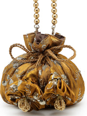 Anekaant Jashn Edit Copper Faux Silk Floral Embellished Potli
