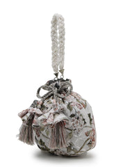 Anekaant Jashn Edit Ivory Faux Silk Floral Printed Potli
