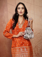 Anekaant Jashn Edit Ivory Faux Silk Floral Printed Potli