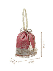 Anekaant Jashn Edit Rani Pink Faux Silk Floral Jacquard Potli