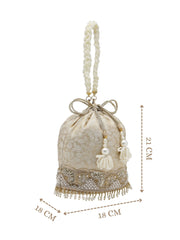Anekaant Jashn Edit Champagne Faux Silk Floral Jacquard Potli
