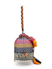 Anekaant Jashn Edit Rani Pink Faux Silk Floral Brocade Potli