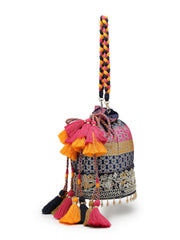 Anekaant Jashn Edit Rani Pink Faux Silk Floral Brocade Potli