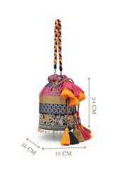 Anekaant Jashn Edit Rani Pink Faux Silk Floral Brocade Potli