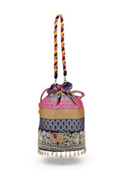 Anekaant Jashn Edit Rani Pink Faux Silk Floral Brocade Potli