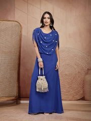 Anekaant Dewdrop Fringe Champagne Gold Velvet Beaded Potli