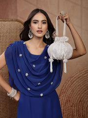 Anekaant Noor Edit Pure Ivory Satin Sequin Embellished Potli