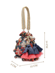 Anekaant Jashn Edit Deep Navy Floral Printed Potli