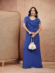 Anekaant Noor Edit Ivory Faux Silk Botanical Embroidered Potli