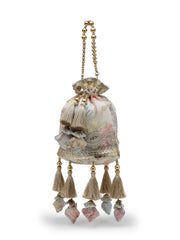 Anekaant Jashn Edit Ivory Organza Silk Watercolor Printed Potli
