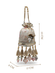 Anekaant Jashn Edit Ivory Organza Silk Watercolor Printed Potli