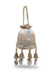 Anekaant Jashn Edit Ivory Organza Silk Watercolor Printed Potli