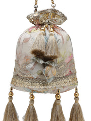Anekaant Jashn Edit Ivory Organza Silk Watercolor Printed Potli