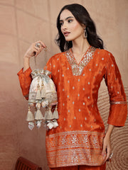 Anekaant Jashn Edit Ivory Organza Silk Watercolor Printed Potli