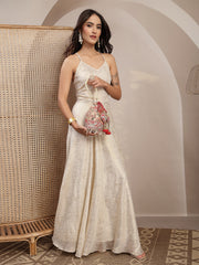 Anekaant Jashn Edit Beige Faux Silk Floral Printed Potli