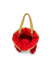 Jashn Edit Red & Gold Floral Embroidered Brocade Potli