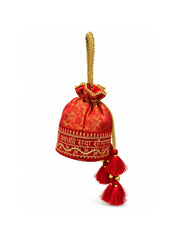 Jashn Edit Red & Gold Floral Embroidered Brocade Potli