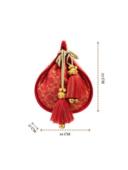 Jashn Edit Red & Gold Floral Embroidered Brocade Potli