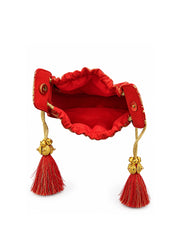Jashn Edit Red & Gold Floral Embroidered Brocade Potli