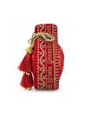 Jashn Edit Red & Gold Floral Embroidered Brocade Potli