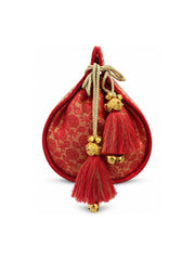Jashn Edit Red & Gold Floral Embroidered Brocade Potli