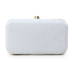 Adorn Faux Silk Embellished Pearl Work Box Clutch