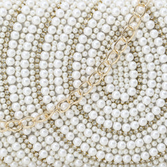 Adorn Faux Silk Embellished Pearl Work Box Clutch