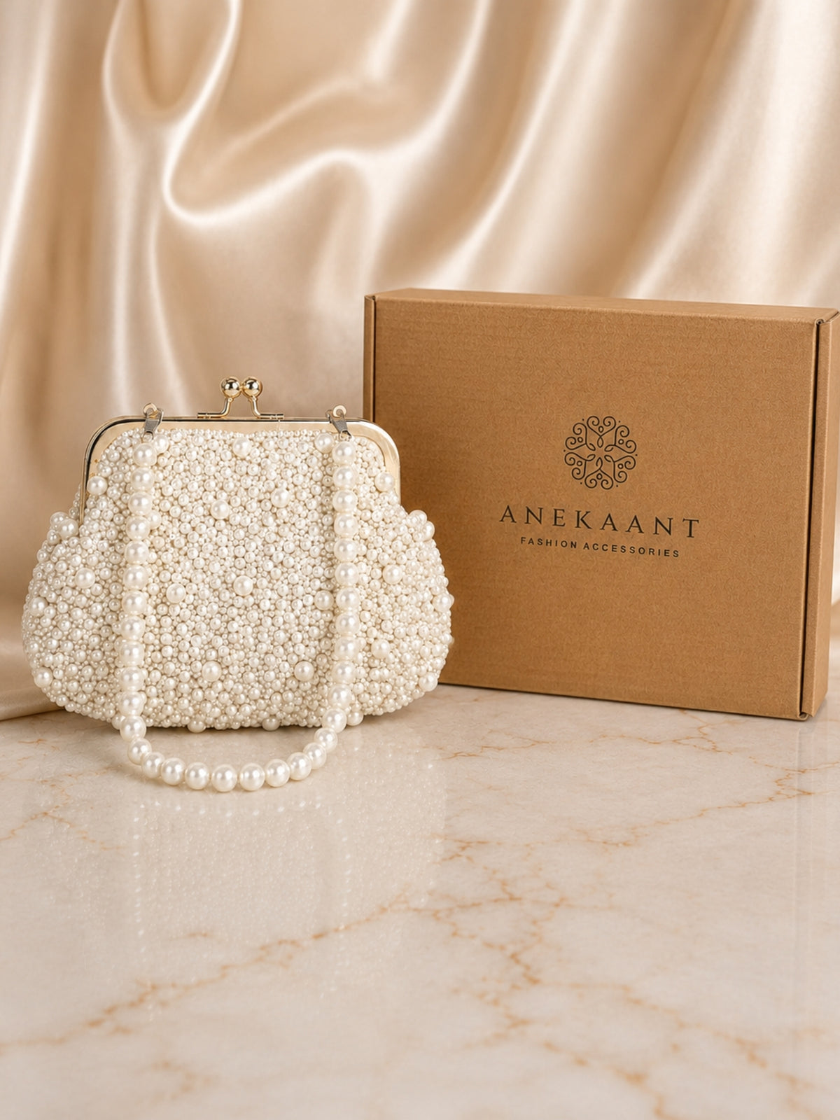 Adorn Pearl Embellished Clutch – Perfect Rakhi Gift for Sister