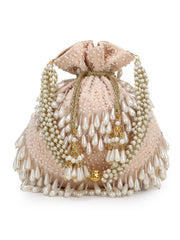 Dangle Pearl Embellished  Potli with signature gift box | Luxury Wedding Keepsake Gift Bags