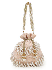 Dangle Pearl Embellished  Potli with signature gift box | Luxury Wedding Keepsake Gift Bags