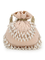 Dangle Pearl Embellished Wedding Favor Potli Set of 10 | Luxury Wedding Keepsake Gift Bags