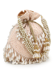 Dangle Pearl Embellished  Potli with signature gift box | Luxury Wedding Keepsake Gift Bags
