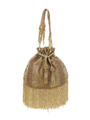 Dangle Striped Embellished Wedding Favor Potli Set of 10 | Haldi Ceremony Gift Bags