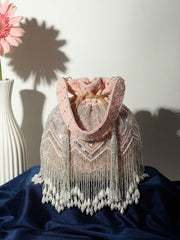 Dangle Chevron Embellished Velvet Potli