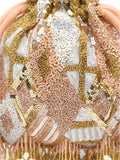 Dangle Diamond Embellished Faux Silk Potli