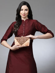 Feather Stone Work Embellished Velvet Box Clutch