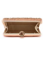 Feather Stone Work Embellished Velvet Box Clutch