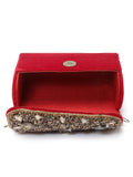 Coffer Stone Work Embellished Velvet Purse Clutch