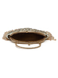 Dangle Stone Work Embellished Velvet Purse Clutch