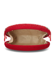 Dangle Embellished Velvet Clutch